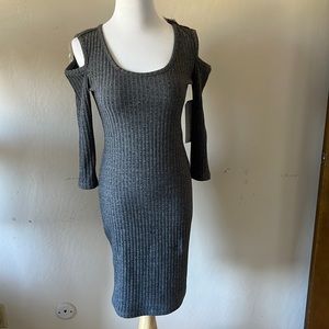 Almost Famous grey ribbed bodycon midi dress. Small